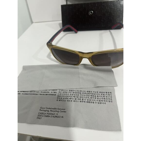 Gucci Sunglasses Mirror Lenses with Brown Frame, Blue/Red - WITH BOX & CLEANER - Picture 12 of 15